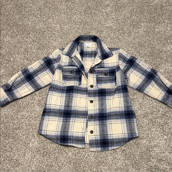 Time and Tru Blue and Cream Plaid Utility Jacket - Picture 1 of 1